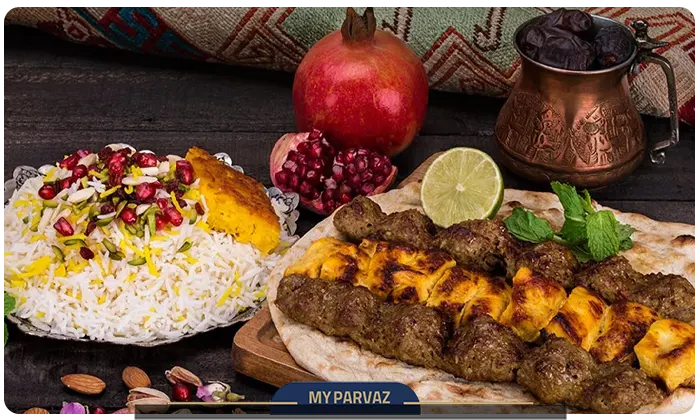 Common foods like kebab and tea from Baku and Iran